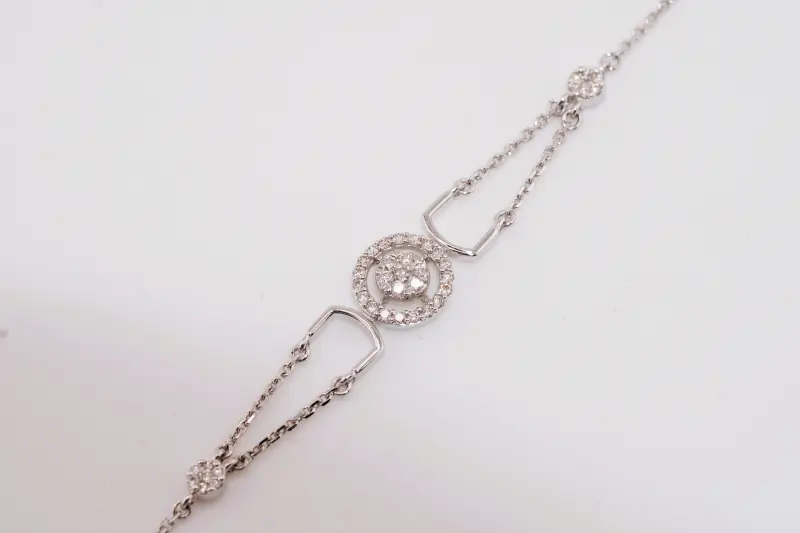 CONCENTRIC SPARKLE WHITE GOLD BRACELET