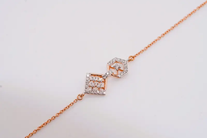 HEX & SQUARE ROSE GOLD LINK BRACELET
