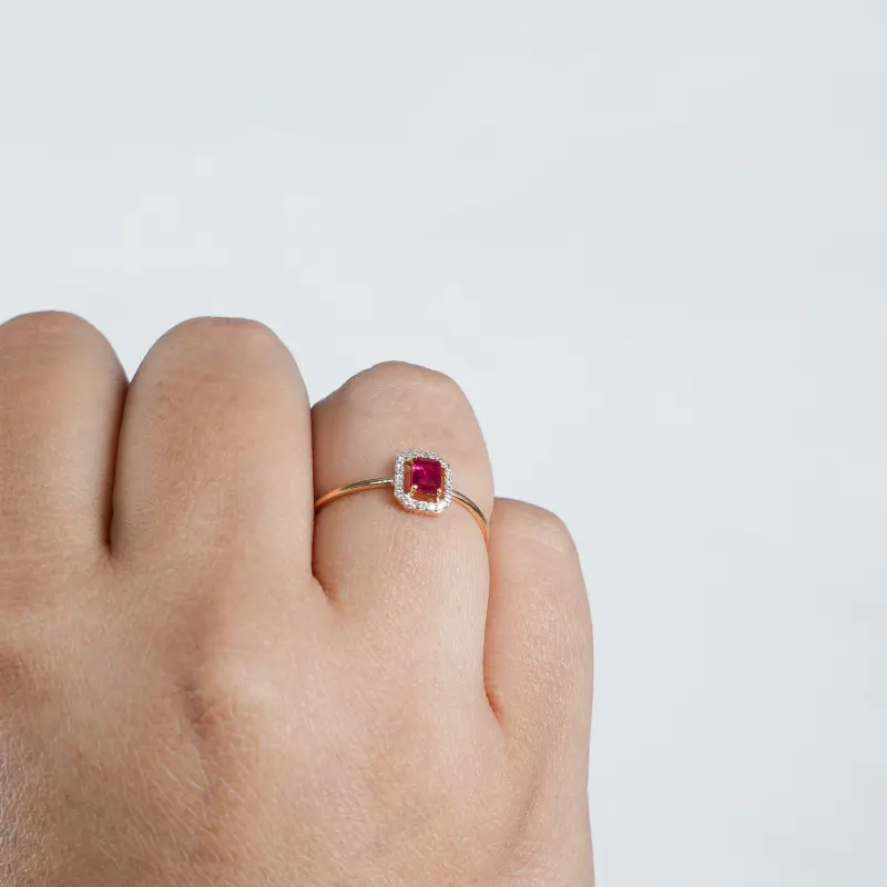 PALAIS EMERALD CUT RED RING