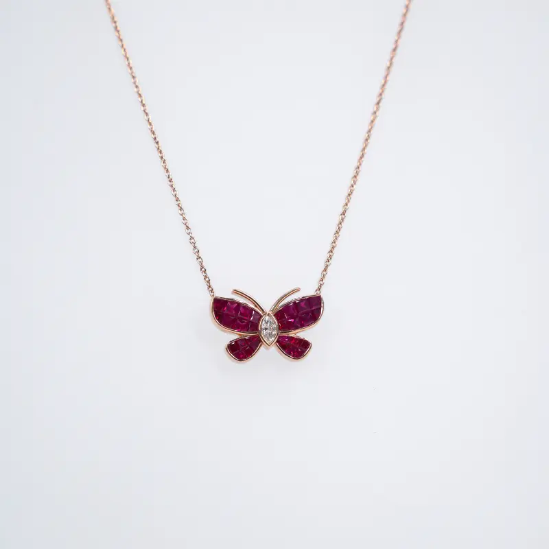 REGAL RUBY & DIAMOND BUTTERFLY PENDANT