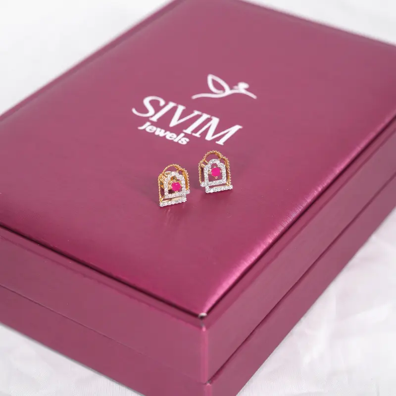RUBY & DIAMOND GEOMETRIC NECKLACE SET