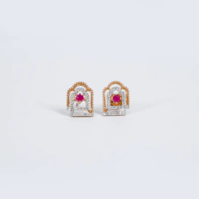 RUBY & DIAMOND GEOMETRIC NECKLACE SET