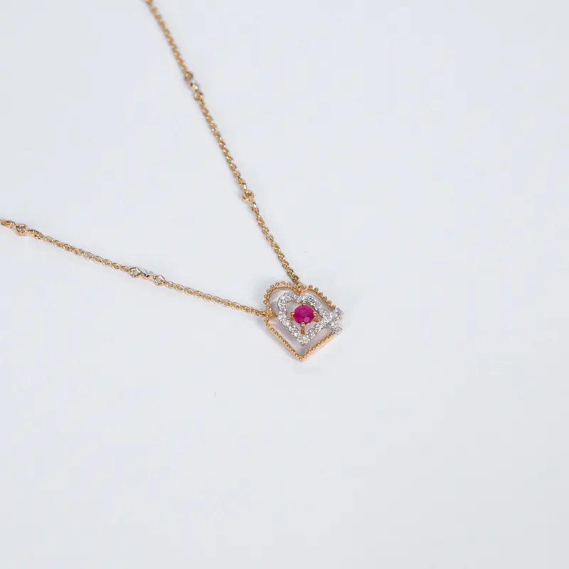 RUBY & DIAMOND GEOMETRIC NECKLACE SET