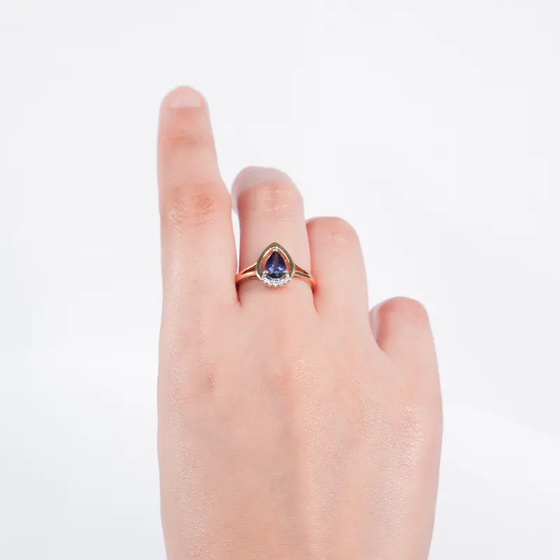 DEWDROP SAPPHIRE AND DIAMOND RING